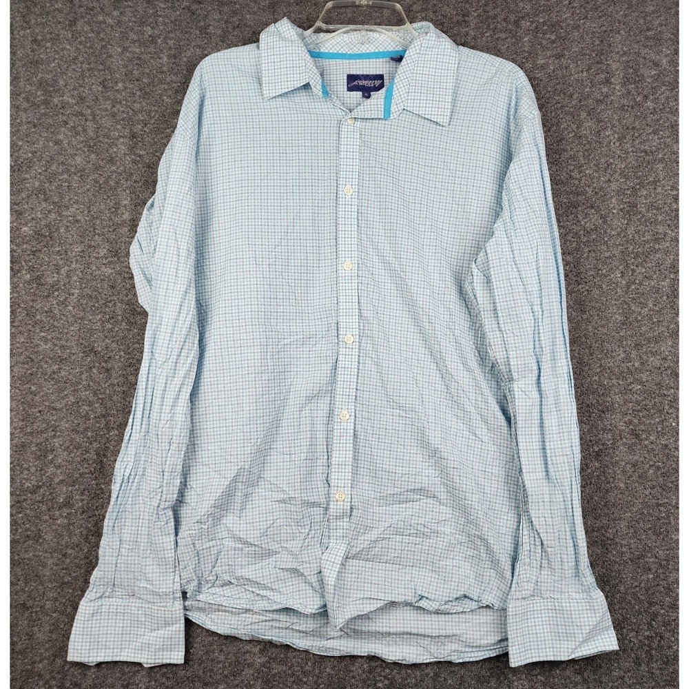Jeremy‎ Argyle NYC Button Down Shirt Mens XL Blue Gingham Check Cotton 825C